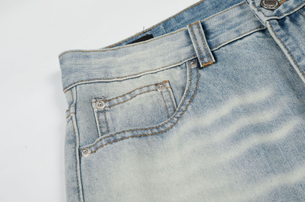 Cat Whisker Wash Blue A-Line Wide-Leg Jeans
