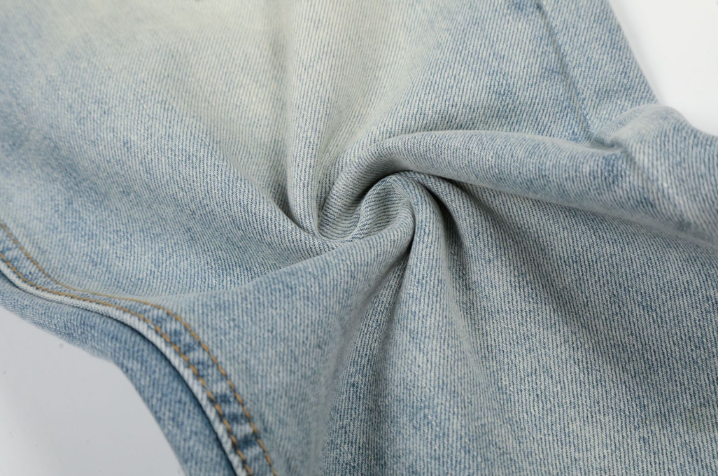 Cat Whisker Wash Blue A-Line Wide-Leg Jeans