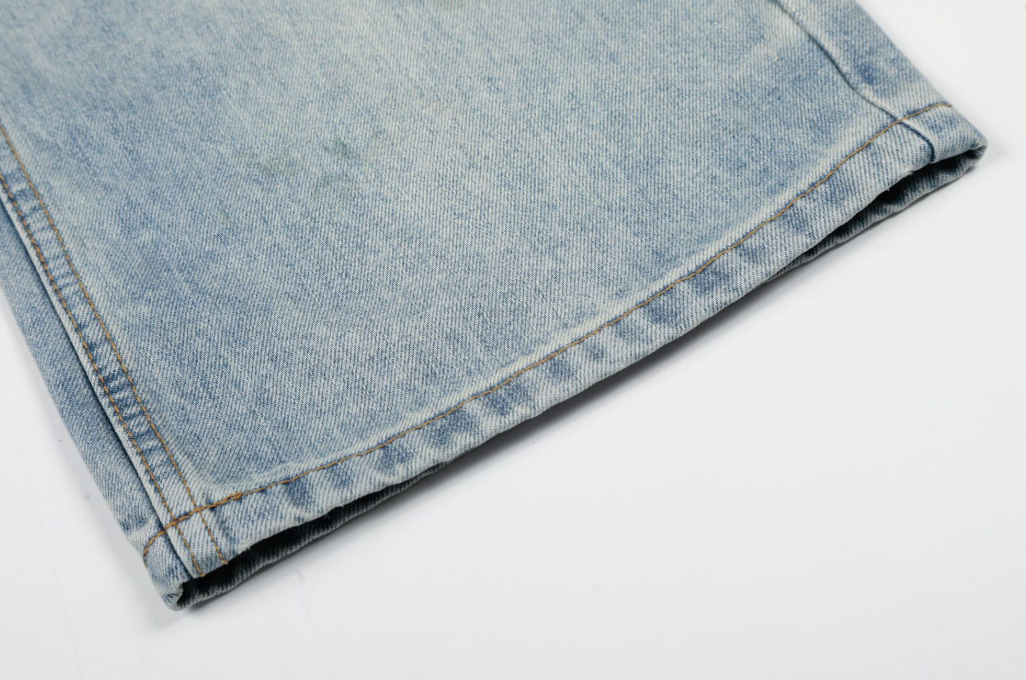 Cat Whisker Wash Blue A-Line Wide-Leg Jeans