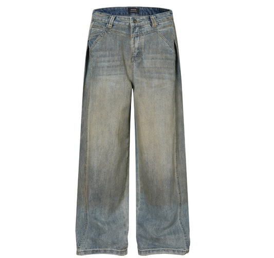 Distressed Wide-Leg Denim Pants
