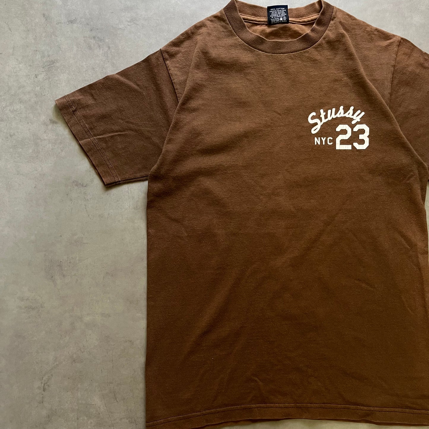 【USED】90〜00s Old Stussy Tee Brown Mexico Made Navy Tag