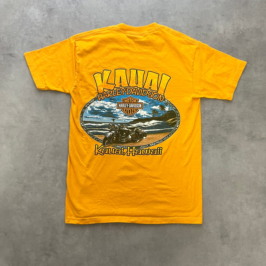 【USED】Harley-Davidson Kauai Hawaii Graphic Tee Yellow S Size