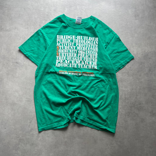 【USED】Gildan Graphic Print Tee Green Distressed