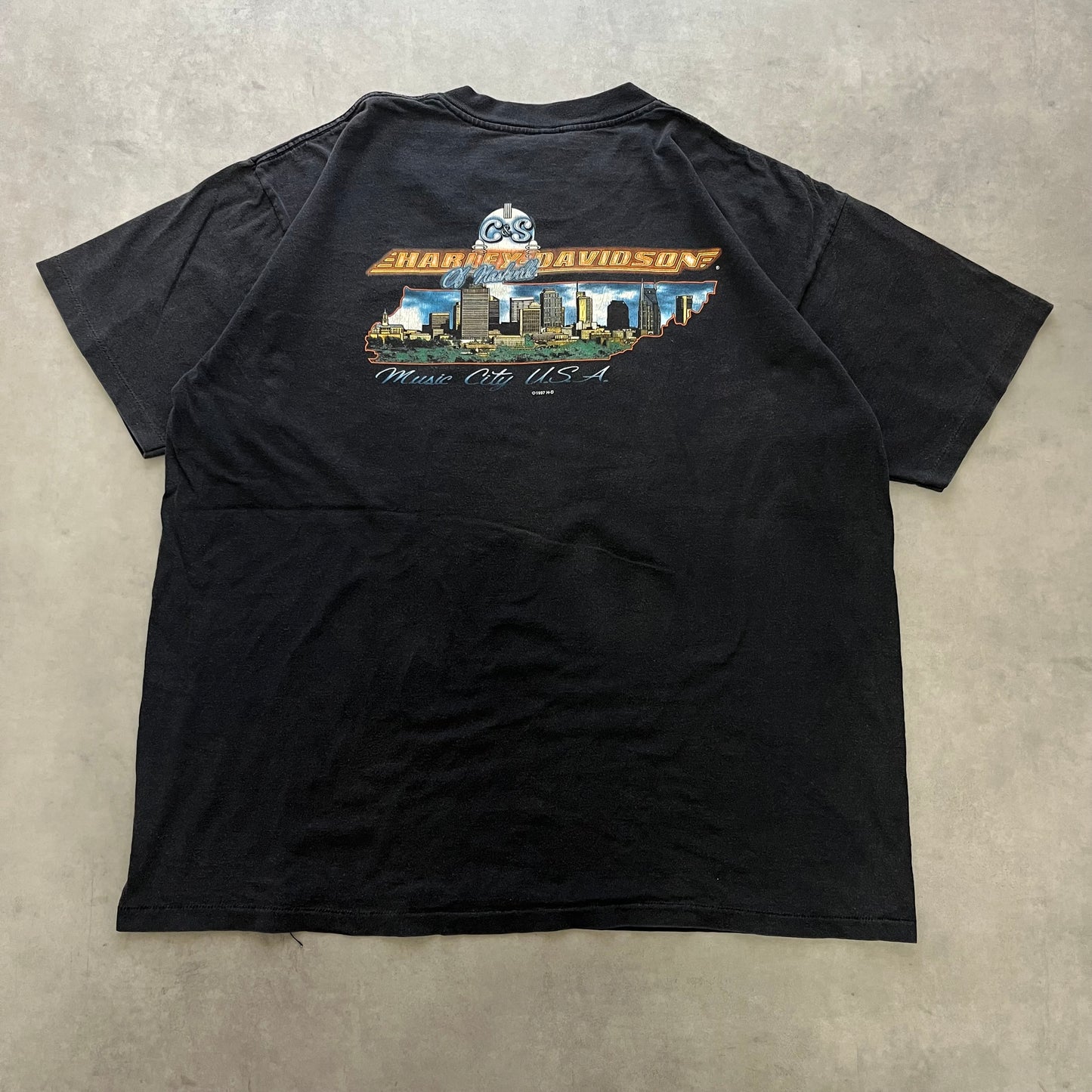 【USED】Harley-Davidson 90s Double-Sided Print Tee 1997 Copyright Black XL
