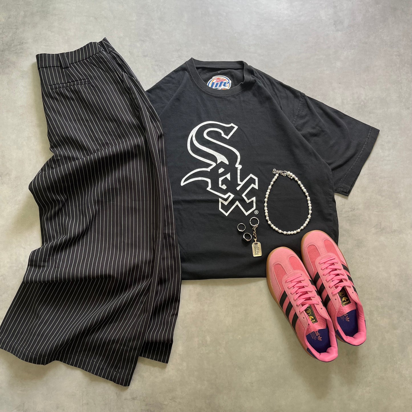 【USED】MLB White Sox × Miller Lite Logo Tee Black L Size