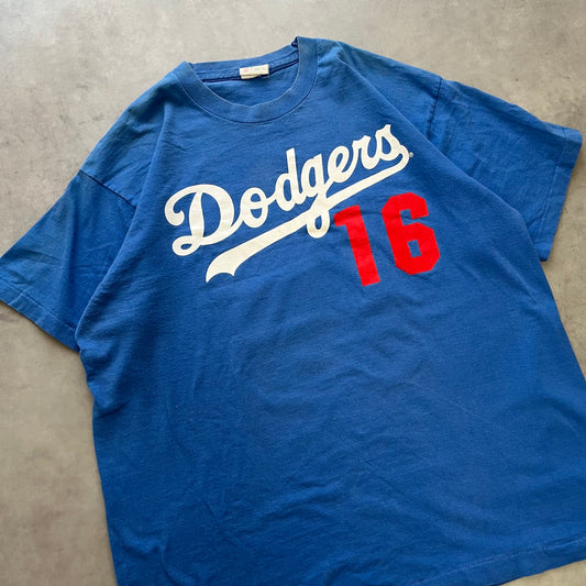 【USED】90s Dodgers NOMO Hero Tee USA Made Majestic
