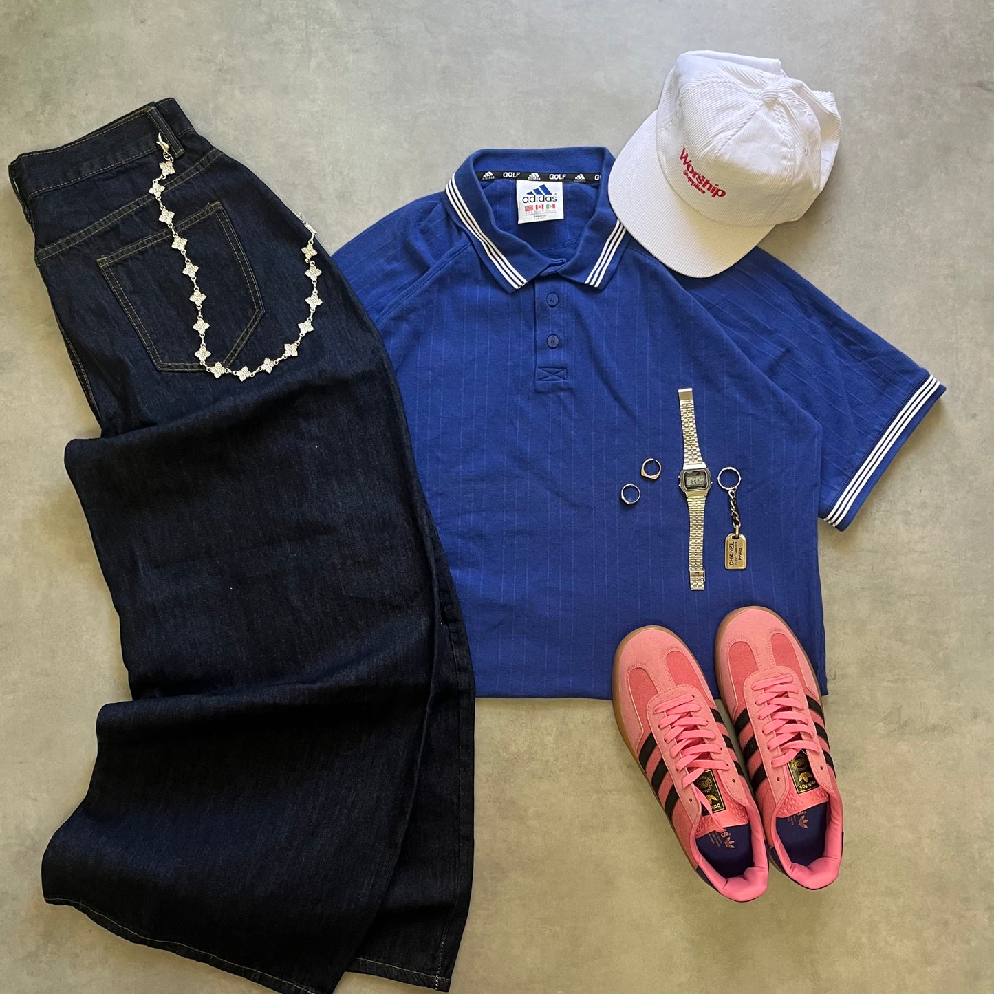 【USED】90s Adidas Golf Polo Shirt Embroidered Logo