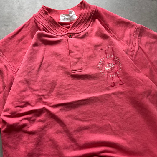 【USED】90s Nike Embroidered Sweat Tee Pink Big Arm Style