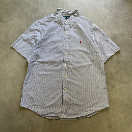 【USED】90s Polo Ralph Lauren Stripe Shirt Embroidered Pony Logo
