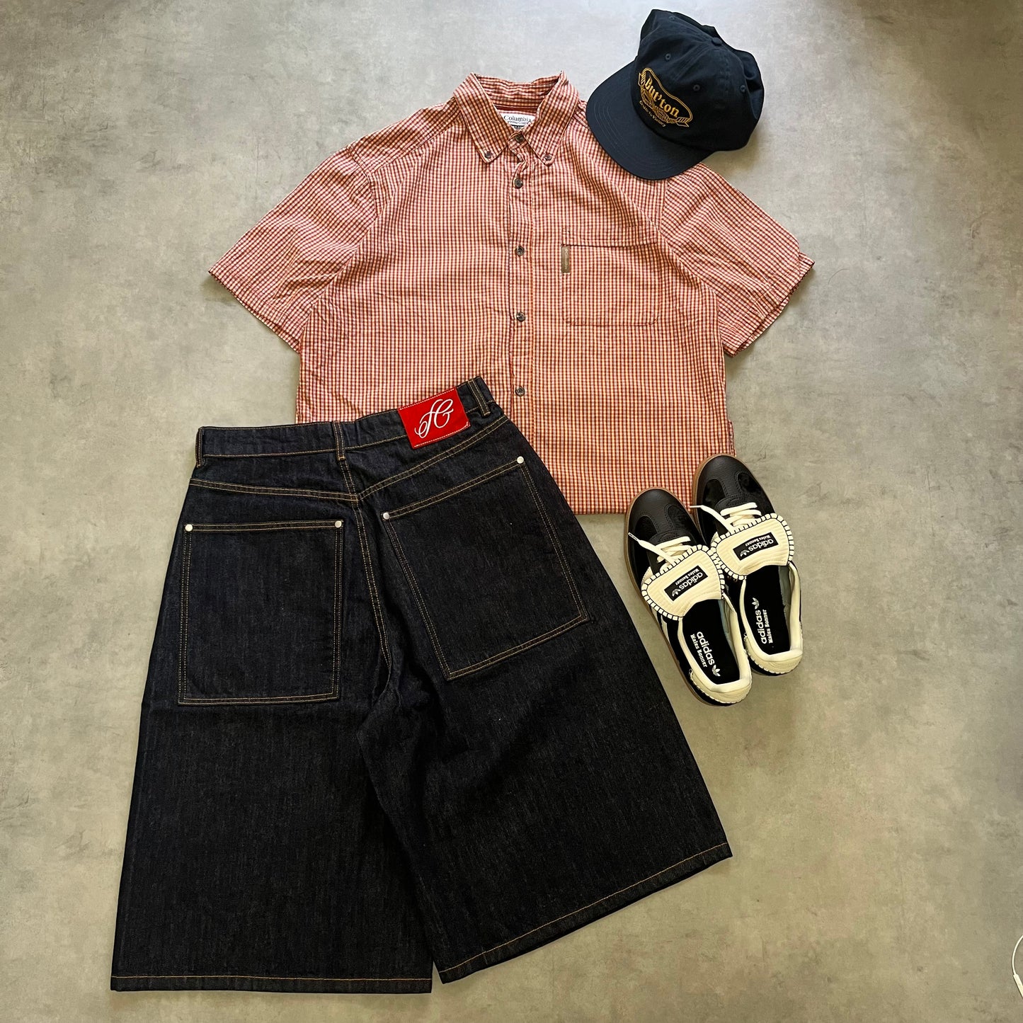 【USED】Columbia Check BD Short Sleeve Shirt Orange