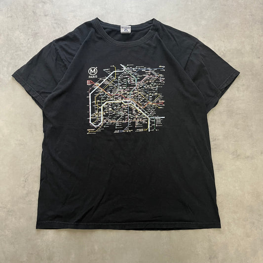 【USED】Paris Metro Map Graphic Tee City Style Black