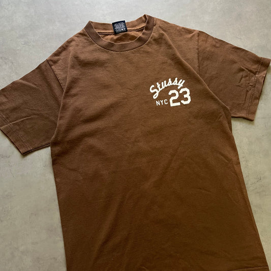 【USED】90〜00s Old Stussy Tee Brown Mexico Made Navy Tag