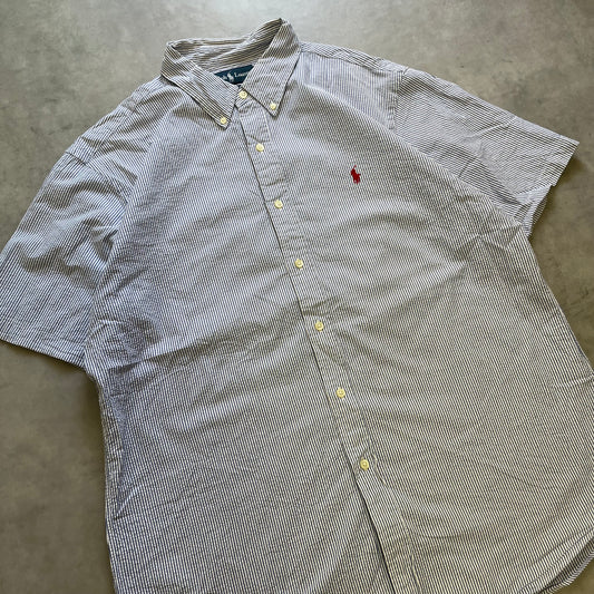 【USED】90s Polo Ralph Lauren Stripe Shirt Embroidered Pony Logo
