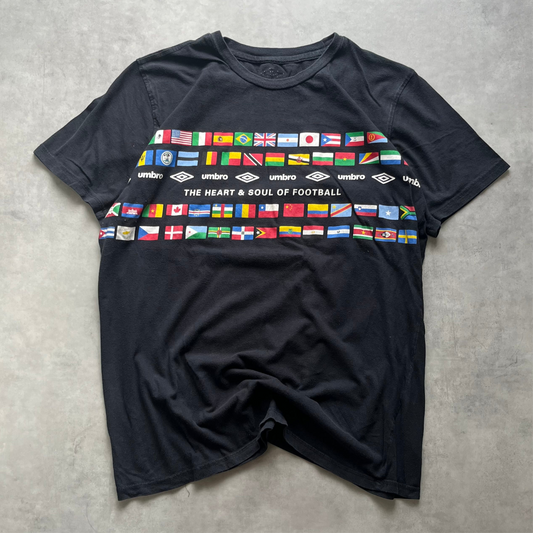 【USED】Umbro World Flag Football Tee Black M Size