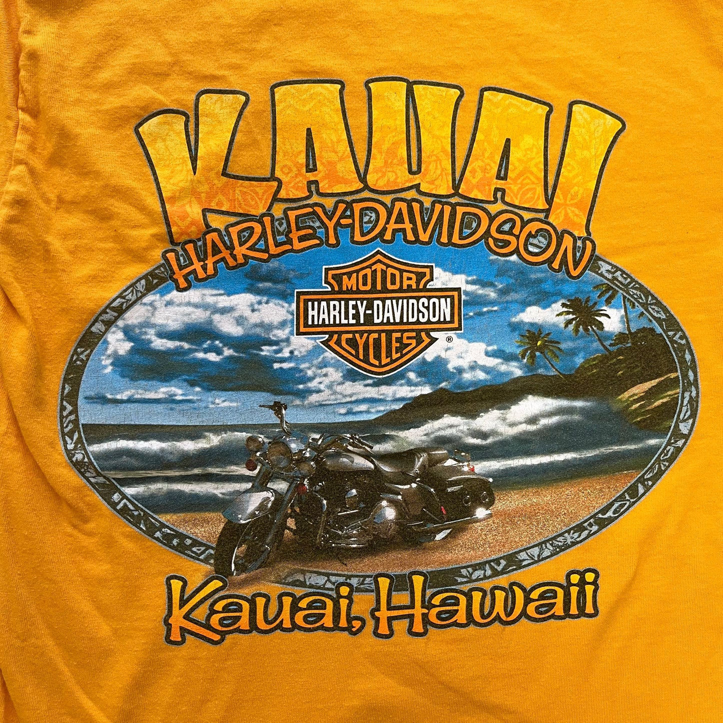【USED】Harley-Davidson Kauai Hawaii Graphic Tee Yellow S Size