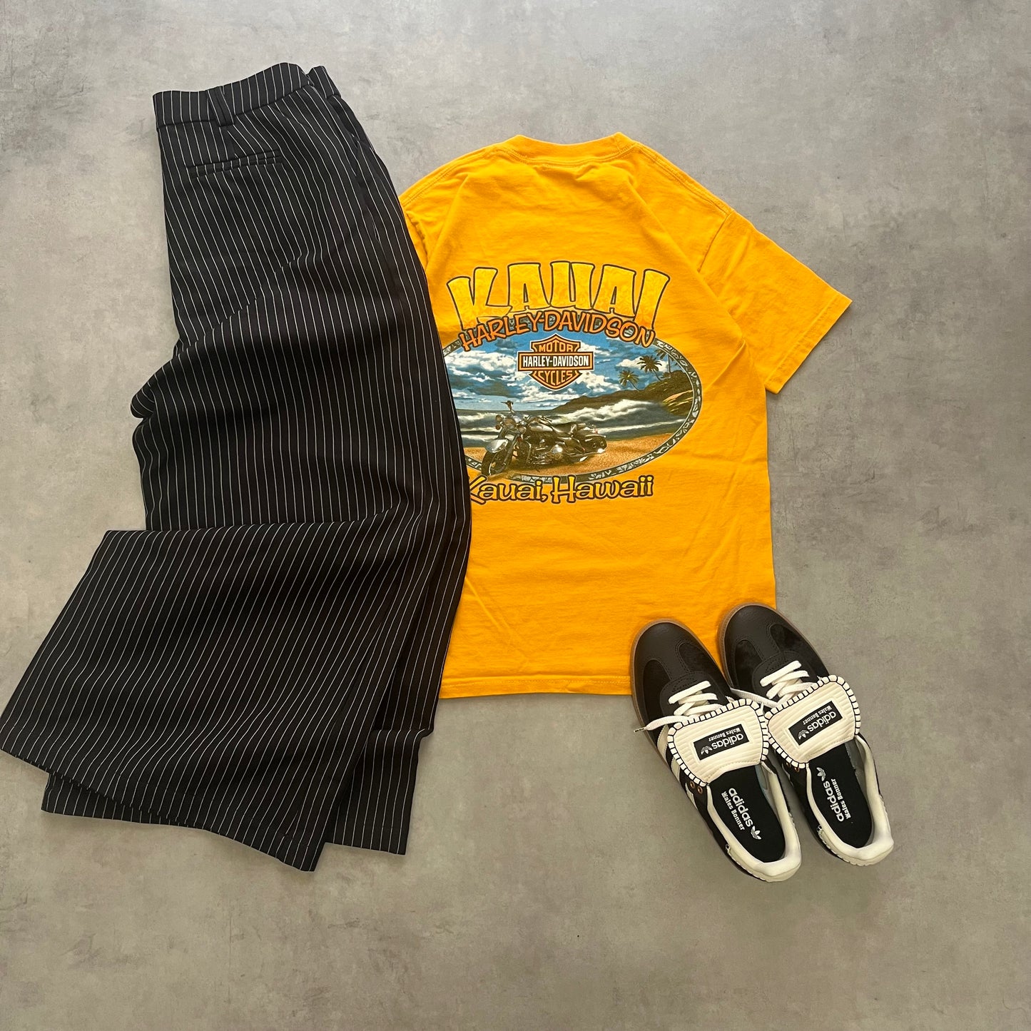 【USED】Harley-Davidson Kauai Hawaii Graphic Tee Yellow S Size