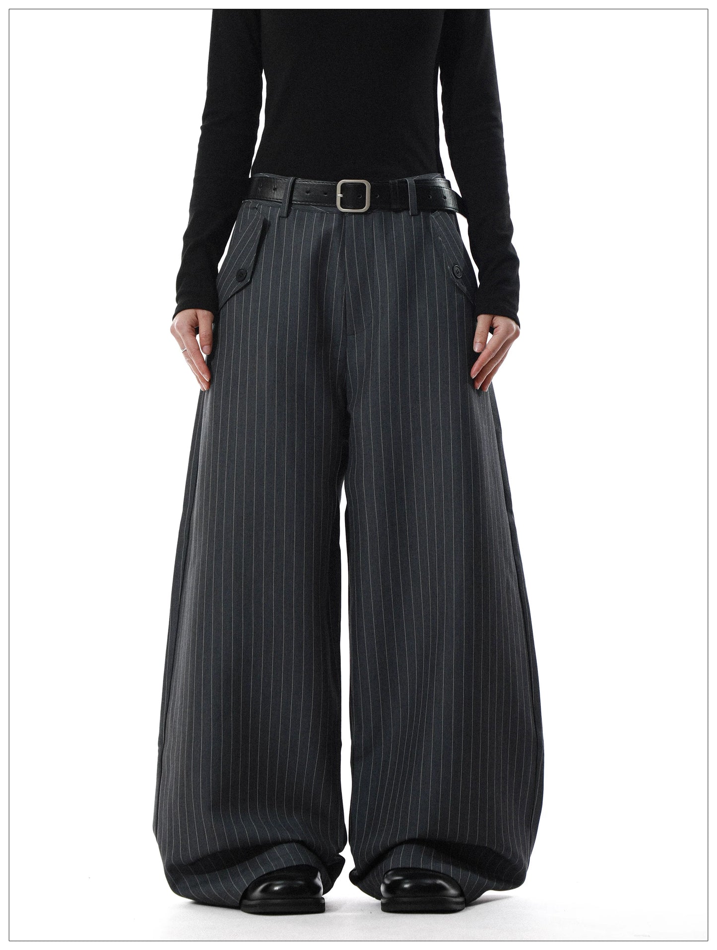 Striped Wide-Leg Trousers
