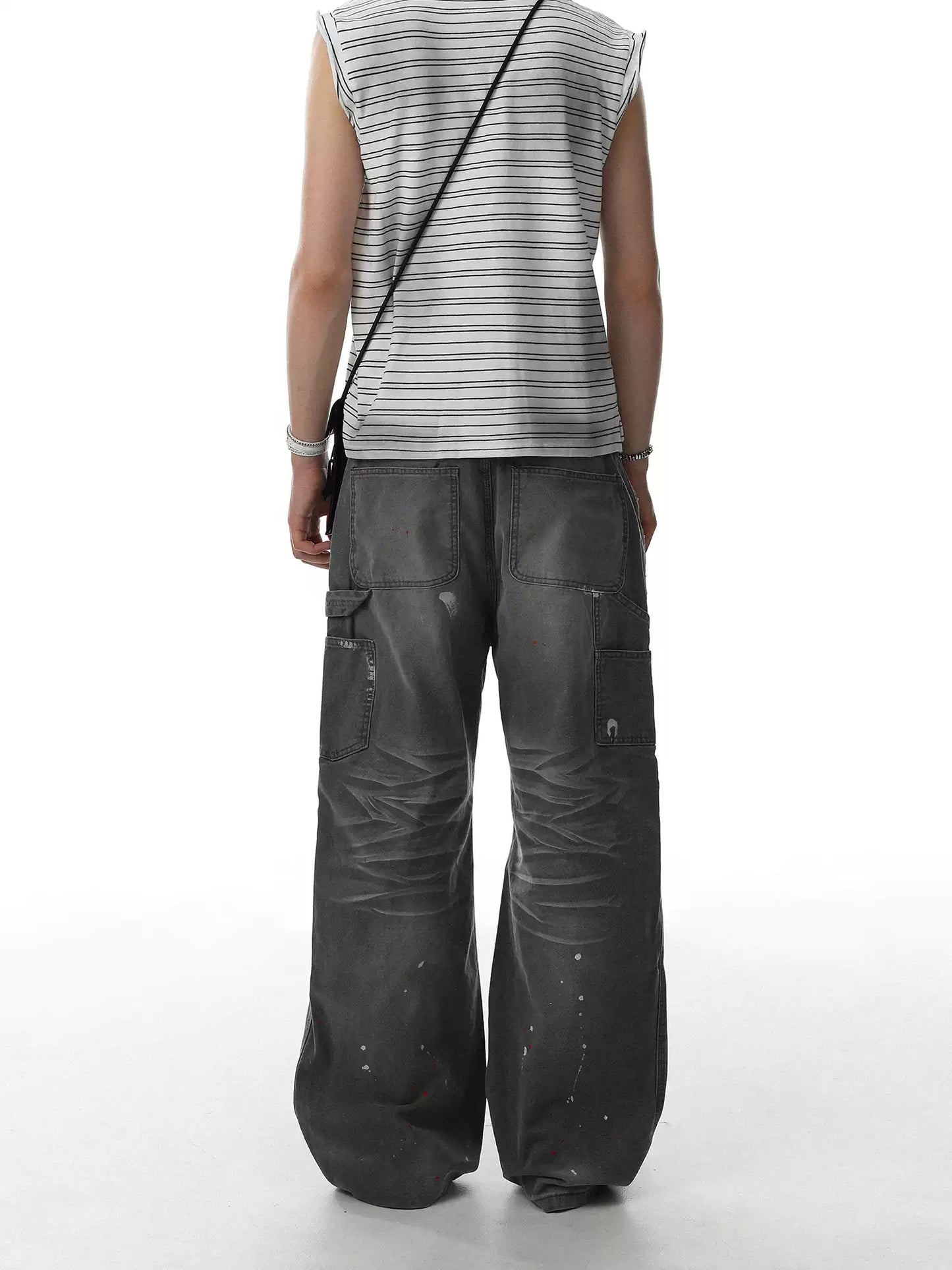 Distressed Paint Splatter Denim Pants