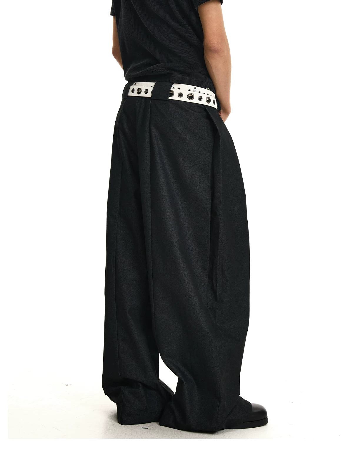 Blend Draped Pleated Wide-Leg Trousers
