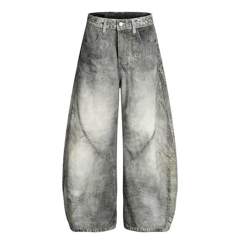 Deconstructed Wide-Leg Denim Pants