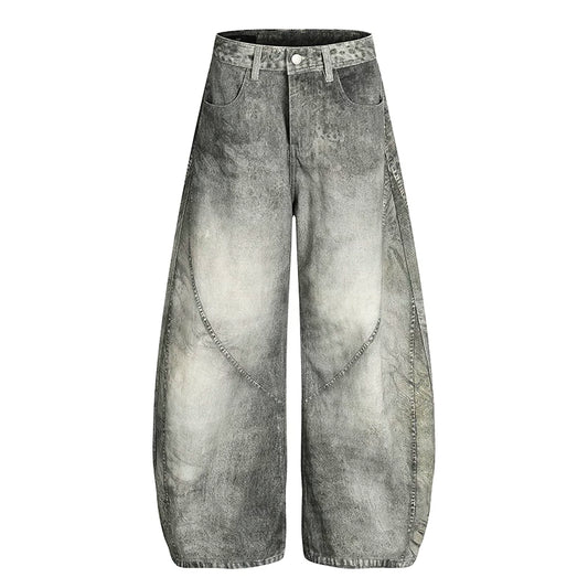 Deconstructed Wide-Leg Denim Pants