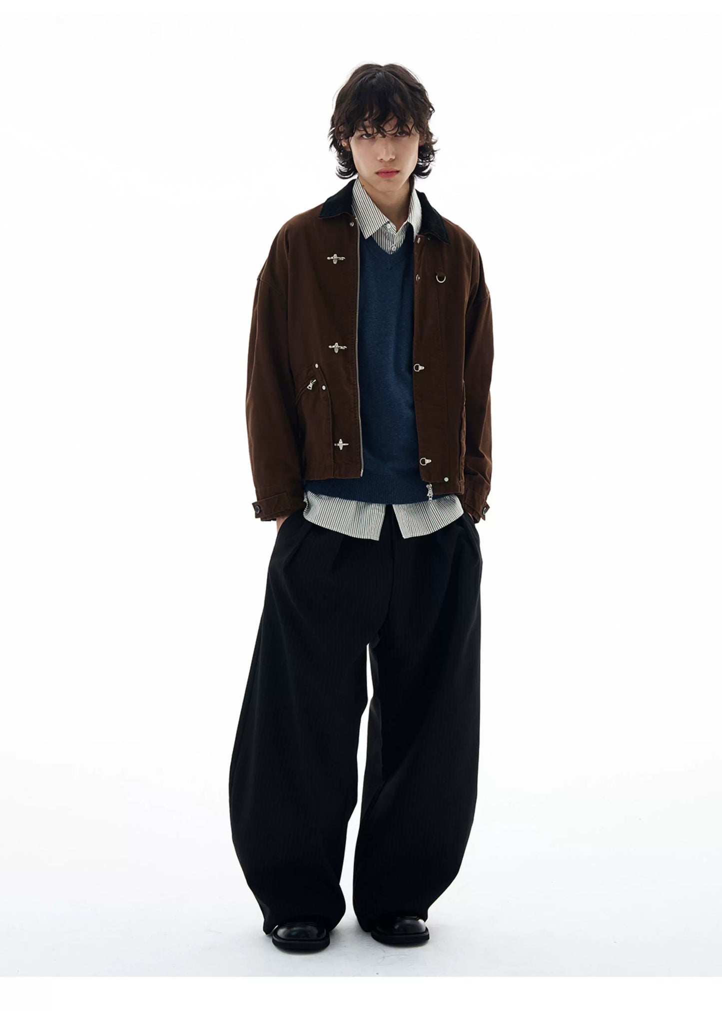 Design Pleated Striped Trousers