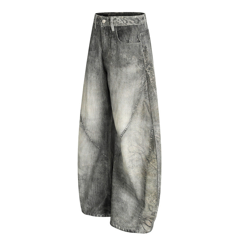 Deconstructed Wide-Leg Denim Pants