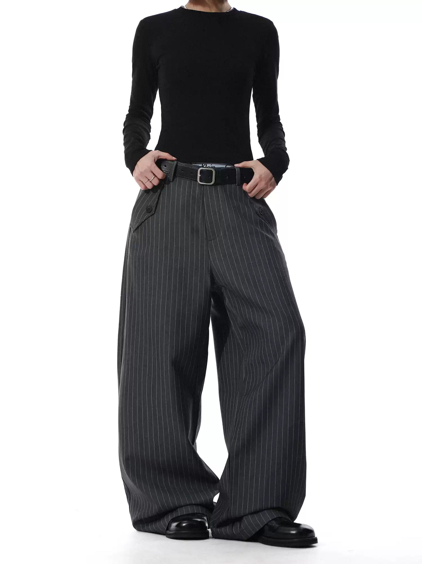Striped Wide-Leg Trousers