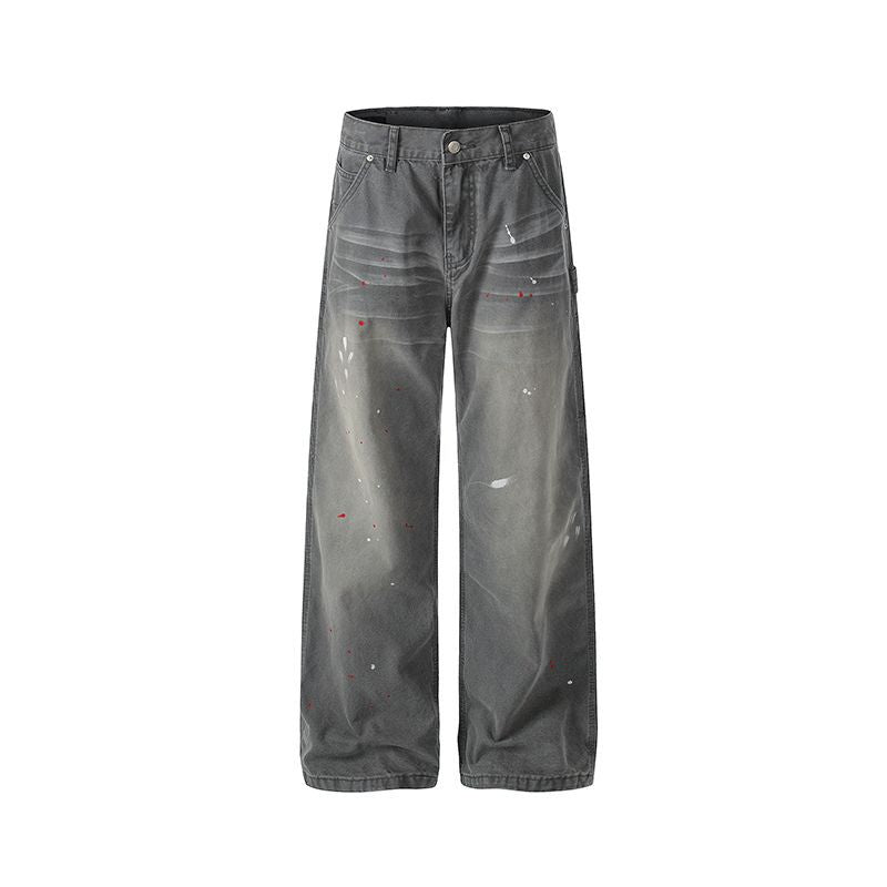 Distressed Paint Splatter Denim Pants