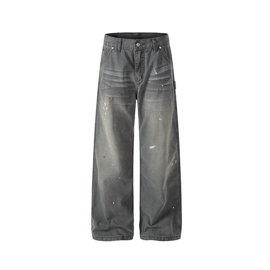 Distressed Paint Splatter Denim Pants