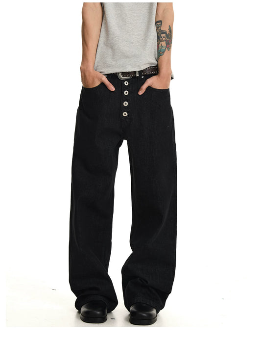 12oz Five-Button A-Line Original Denim Cleanfit Wide-Leg Jeans