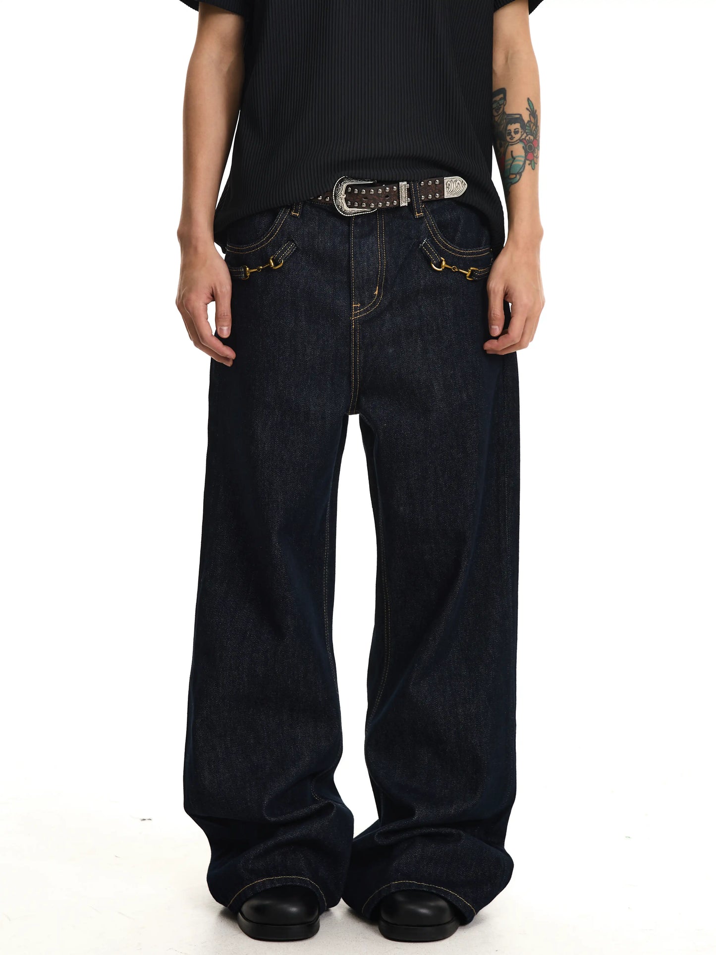 Colorfast Pocketed Flare Hem Cleanfit Trousers