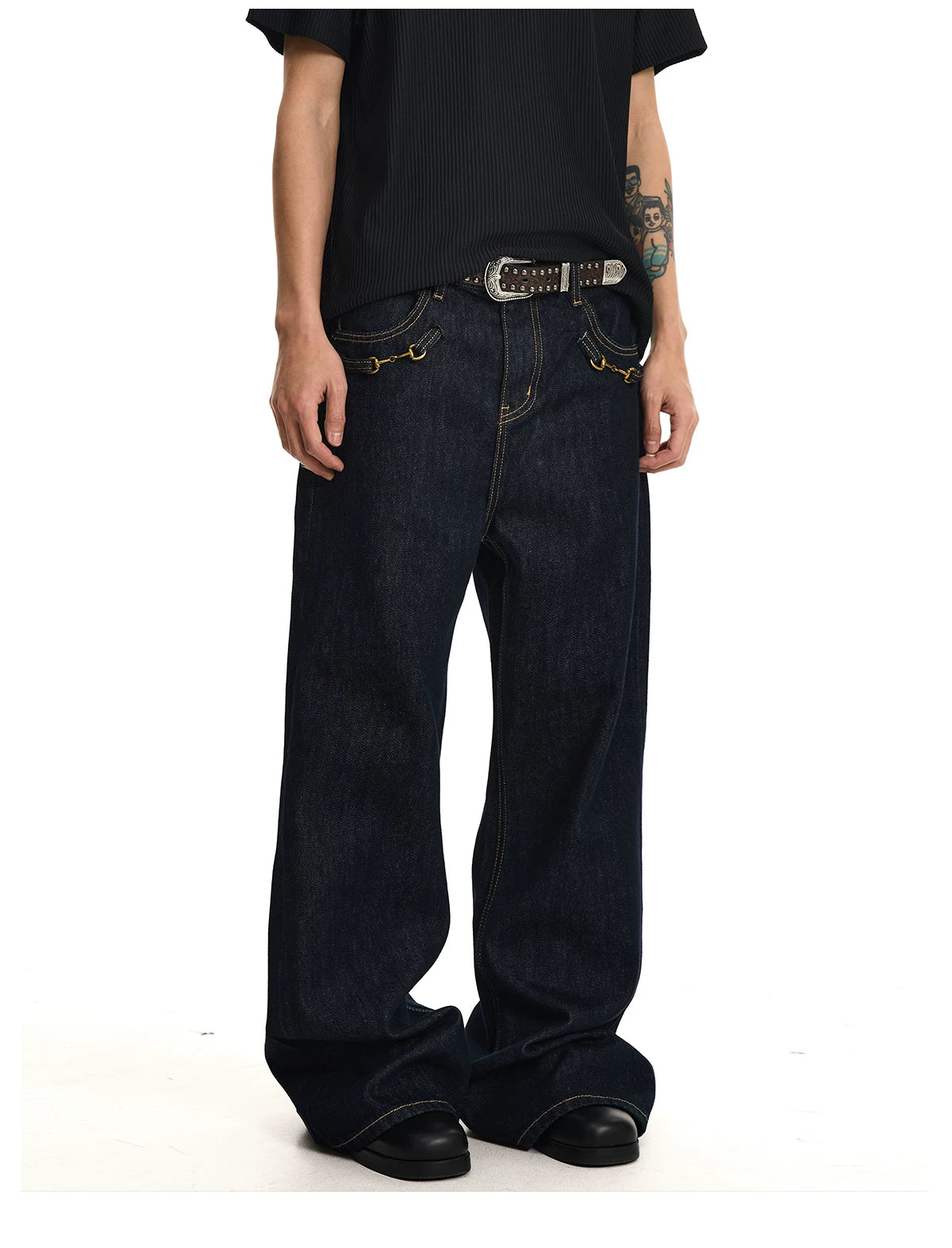Colorfast Pocketed Flare Hem Cleanfit Trousers