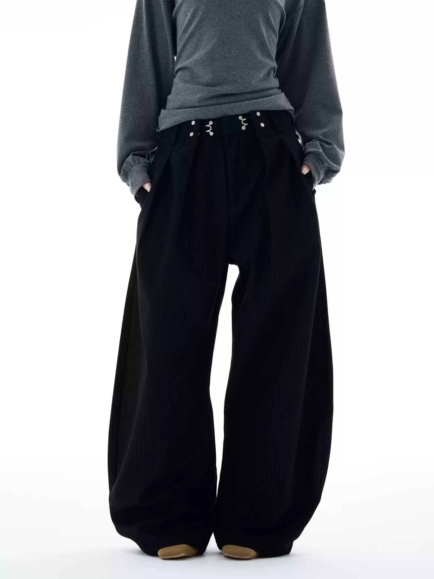 Design Pleated Striped Trousers