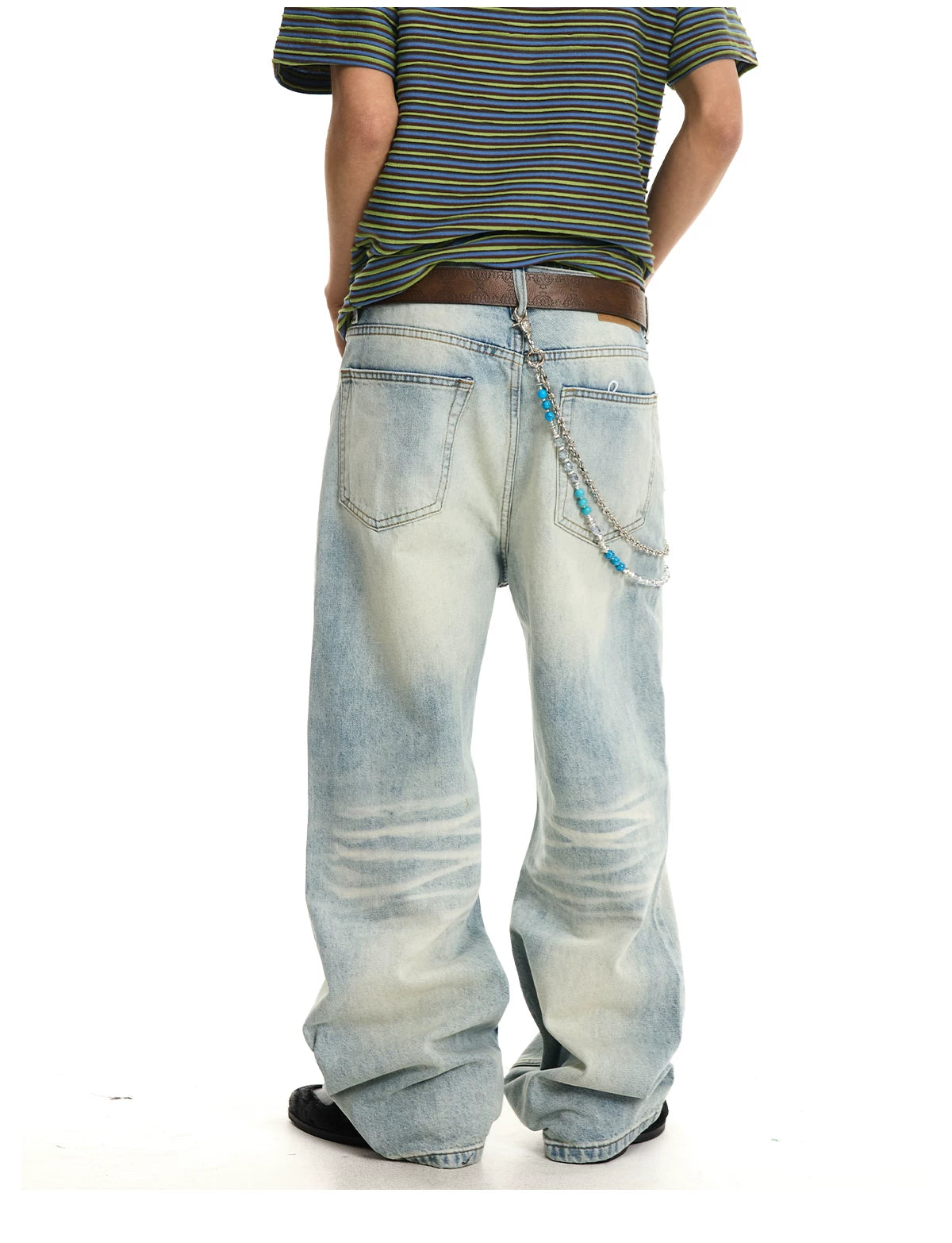 Cat Whisker Wash Blue A-Line Wide-Leg Jeans