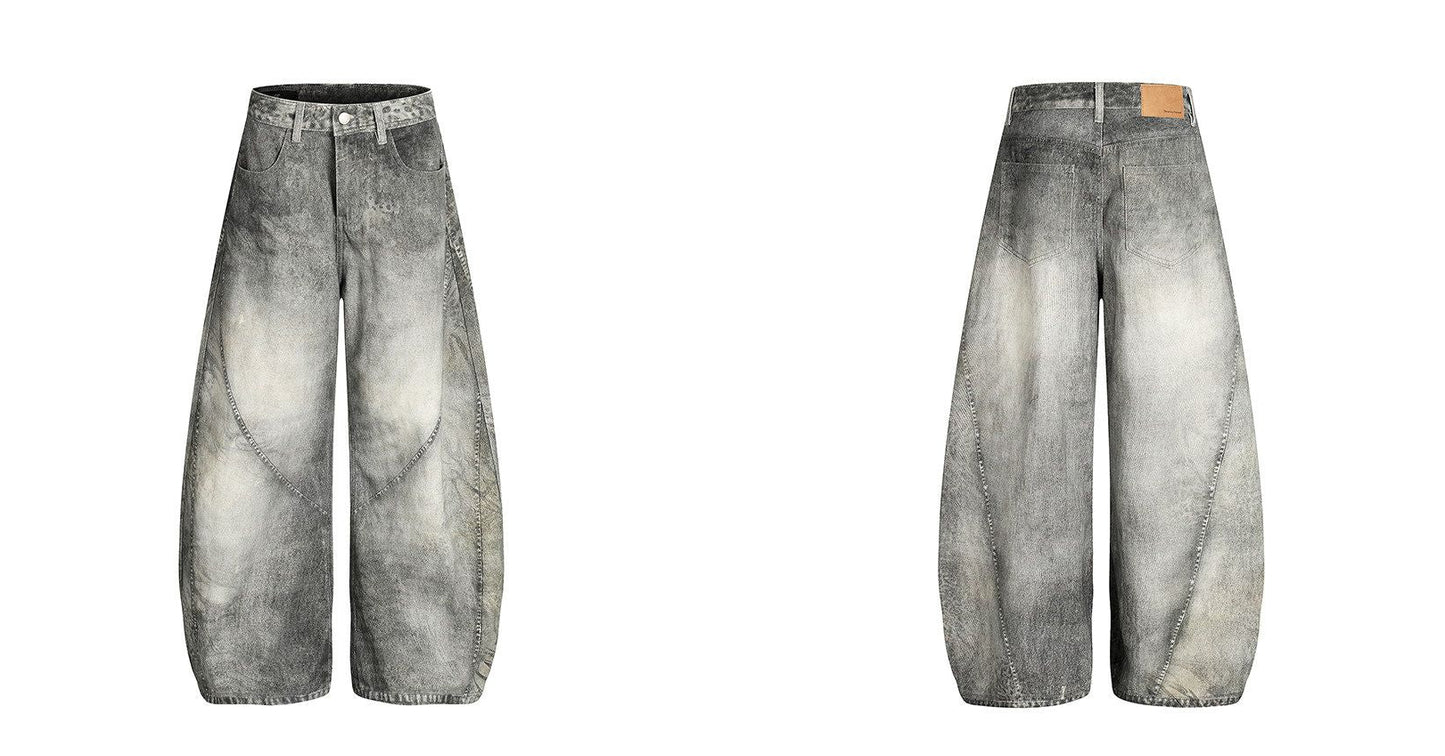Deconstructed Wide-Leg Denim Pants
