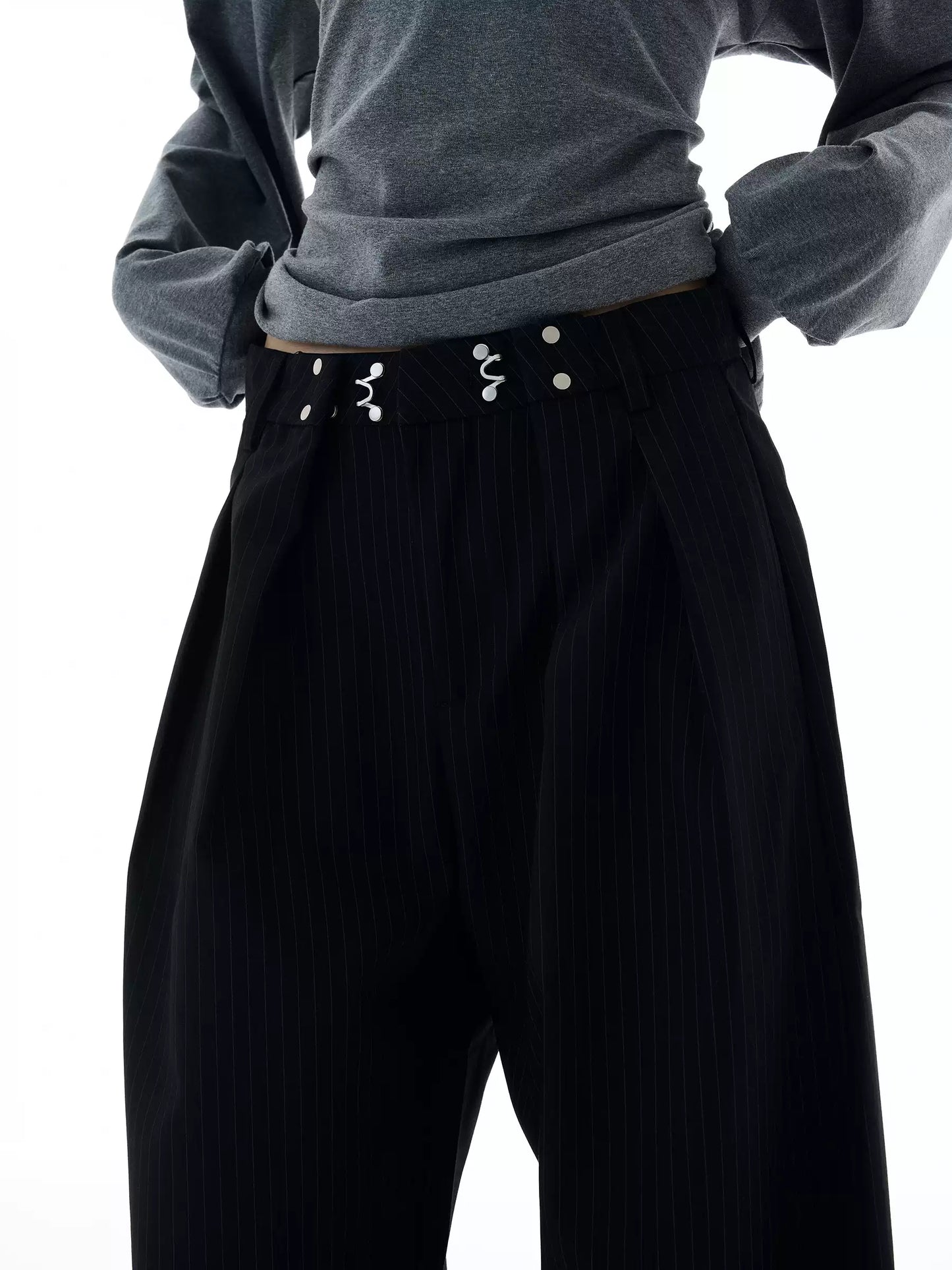 Design Pleated Striped Trousers