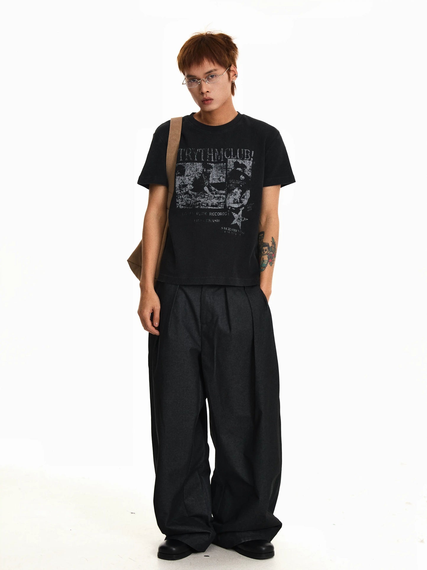 Blend Draped Pleated Wide-Leg Trousers