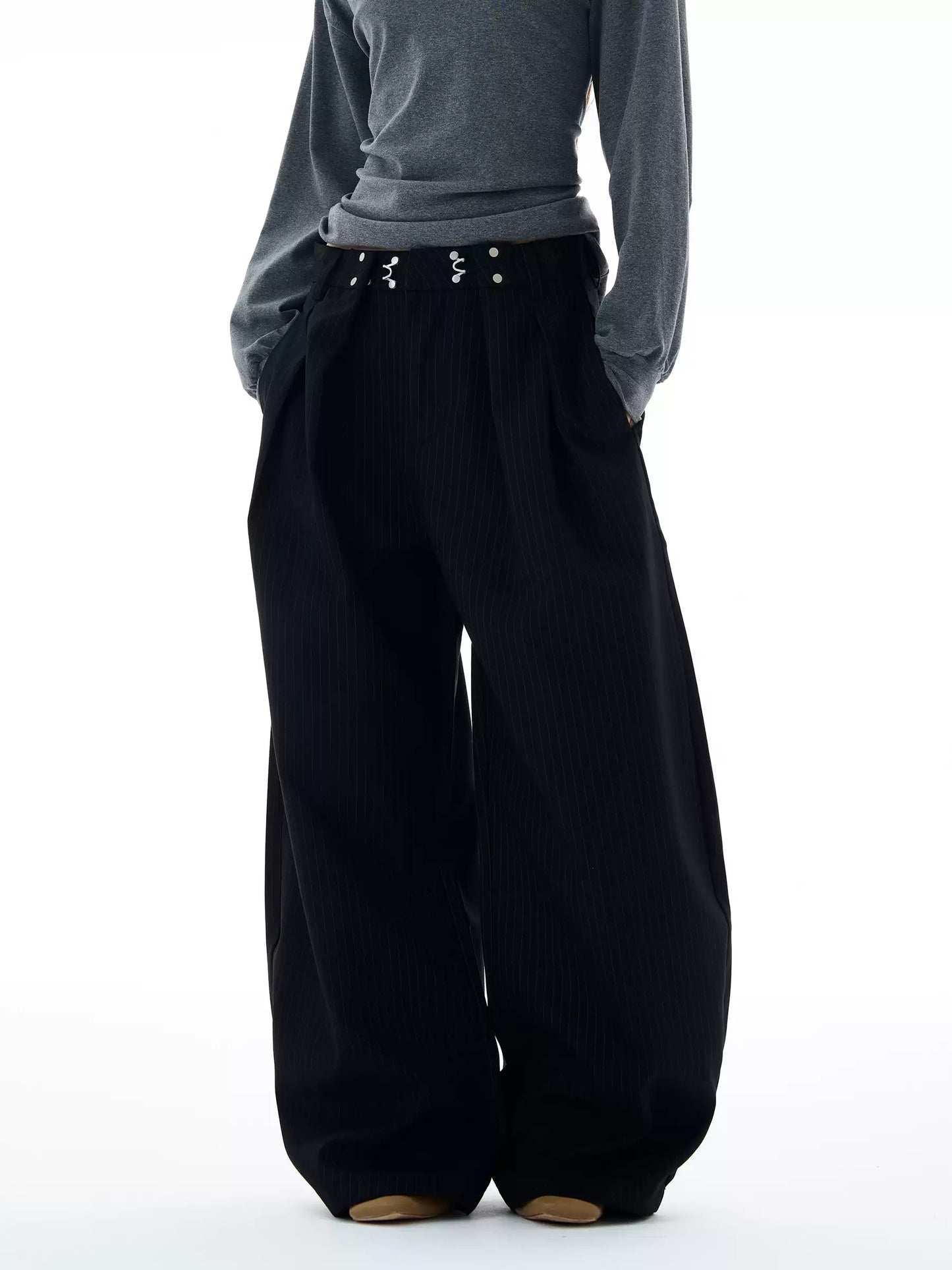 Design Pleated Striped Trousers